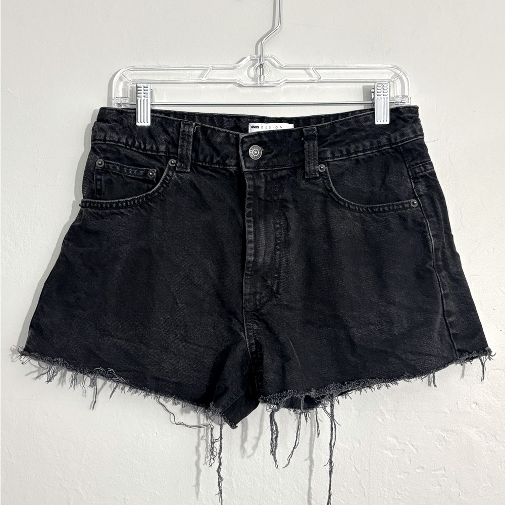 *ASOS distressed black denim shorts 4